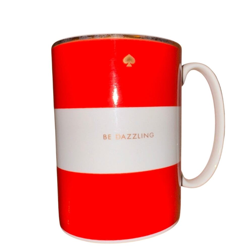 Kate Spade Be Dazzling Lenox Simple Sparkling Coffee Mug Red White Ceramic NEW